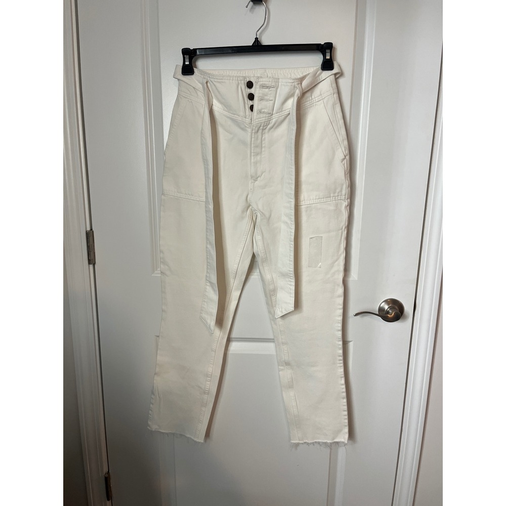 Abercrombie & Fitch White Mom Jean Tie Waist High Rise Button Fly Size 26 2R